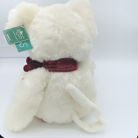 Russ Berrie Tic Toc Christmas Mouse w /Tags Festive Red Bow White Pink - Picture 4 of 9